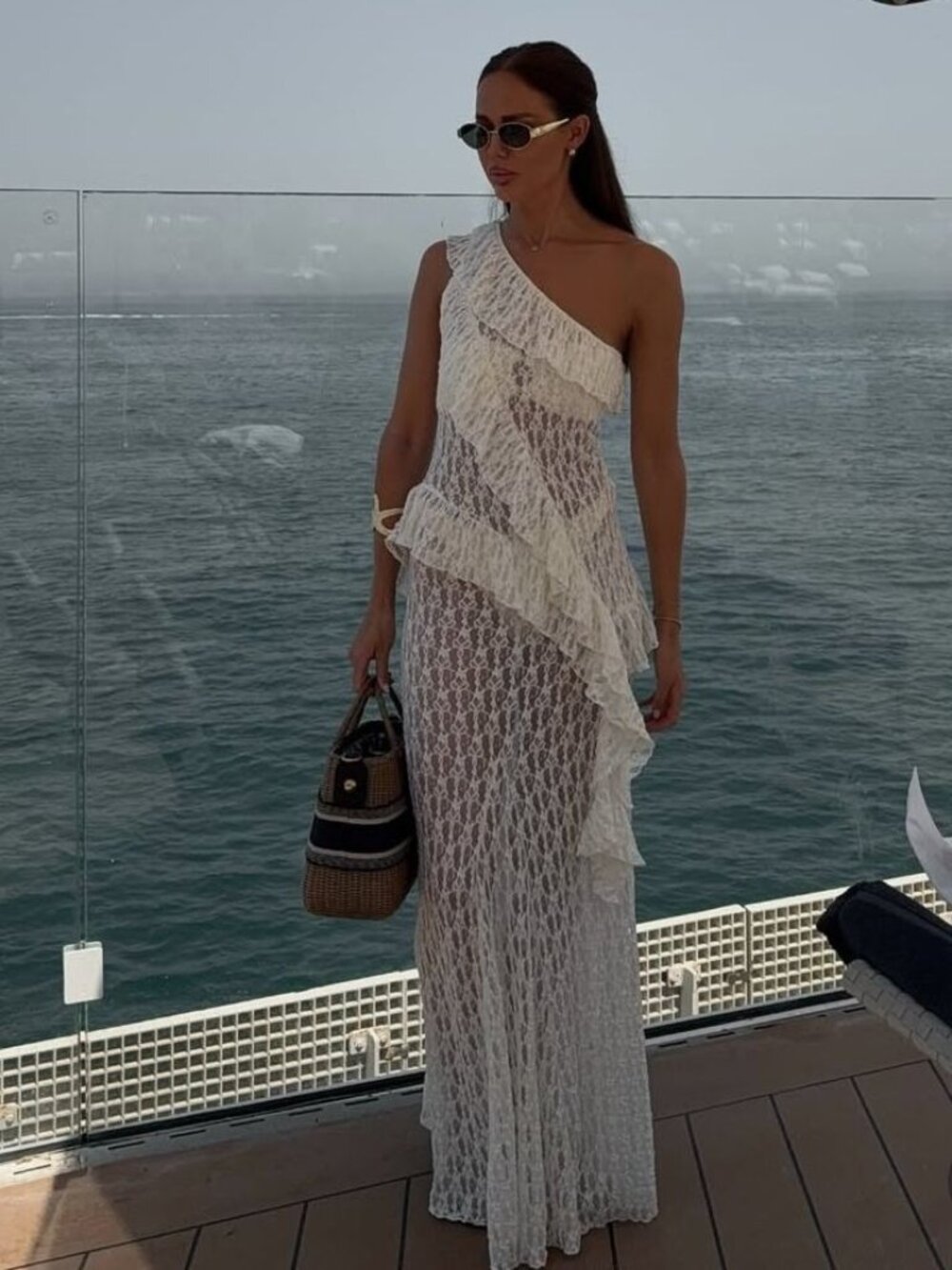 Zara Lace Top and Long Skirt SET - Ivory - Size Small